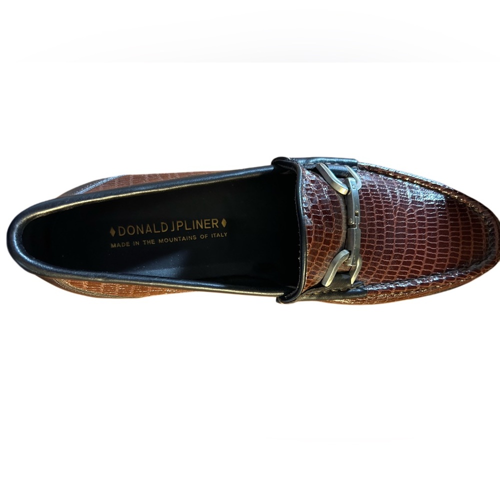 Donald J. Pliner Nadim Horsebit Loafers Croc Embossed Leather Size 9.5 - Italy - Picture 5 of 9